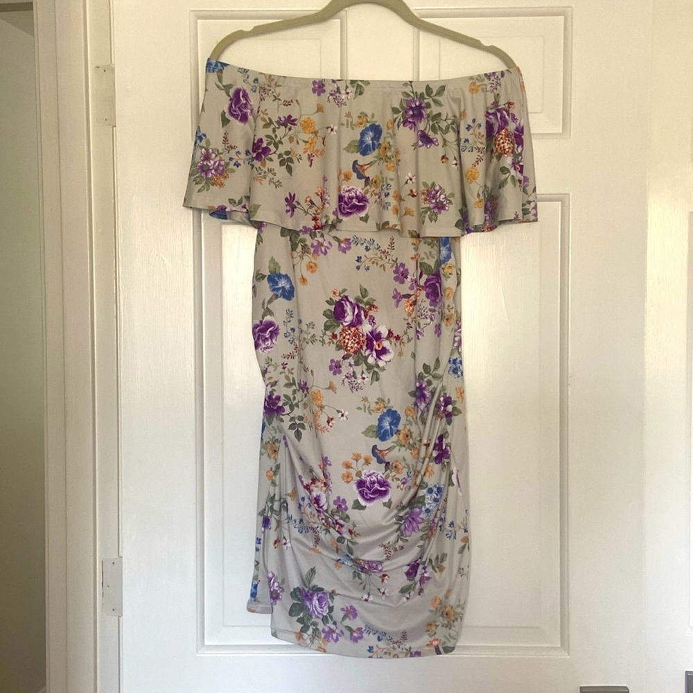 Floral off the shoulder maternity dress